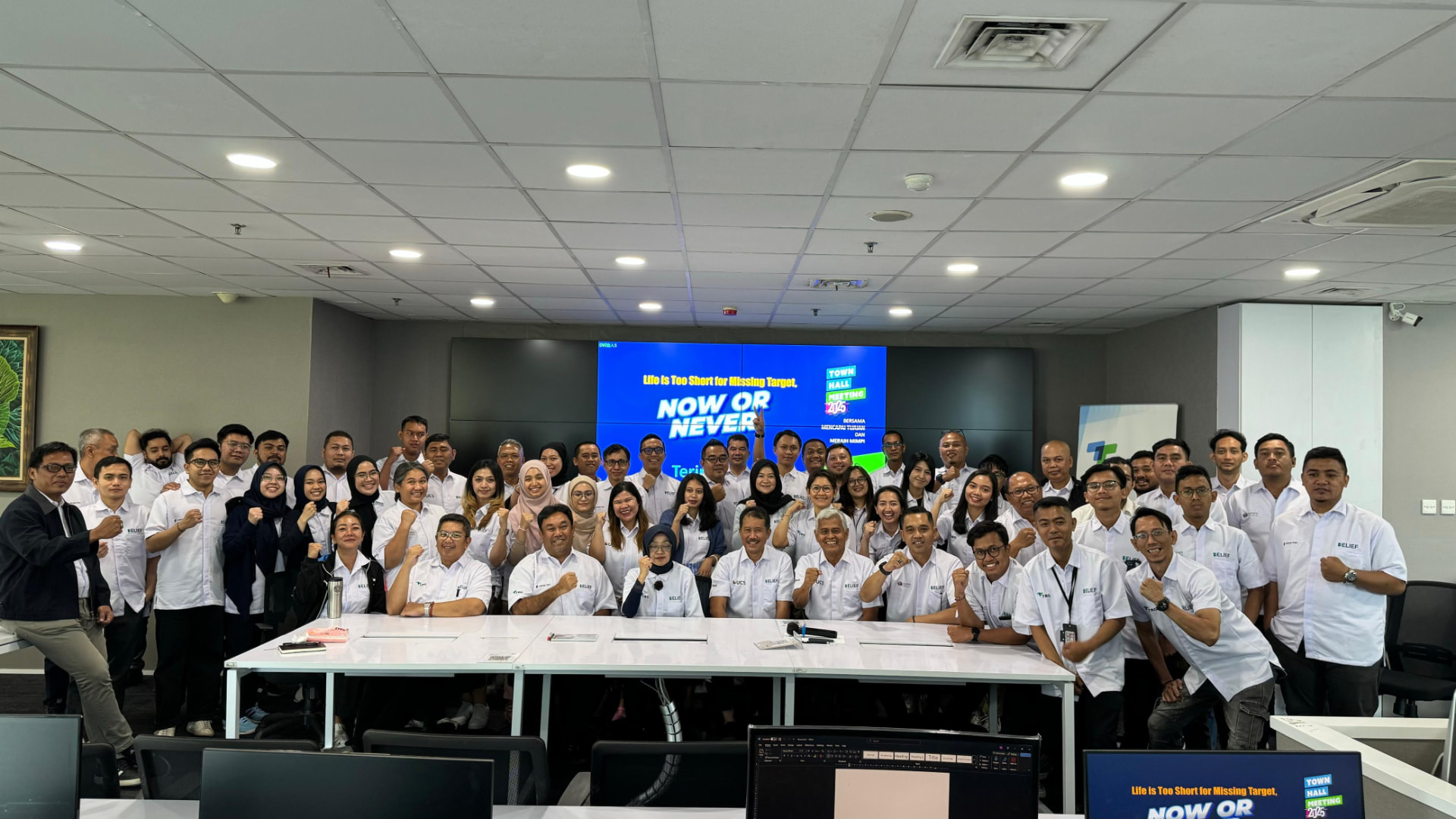 TRG Group town hall meeting group photo